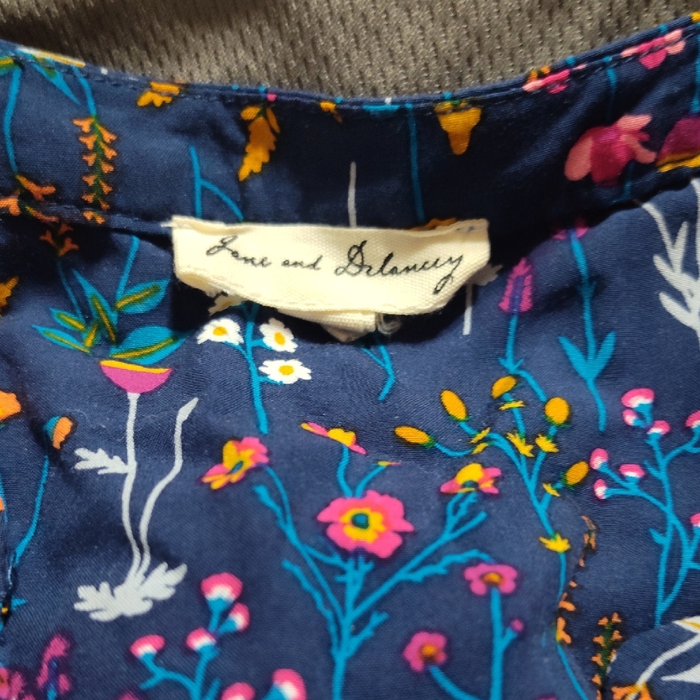 Jane and Delancey Floral Button Down Shirt - Navy and Pink
